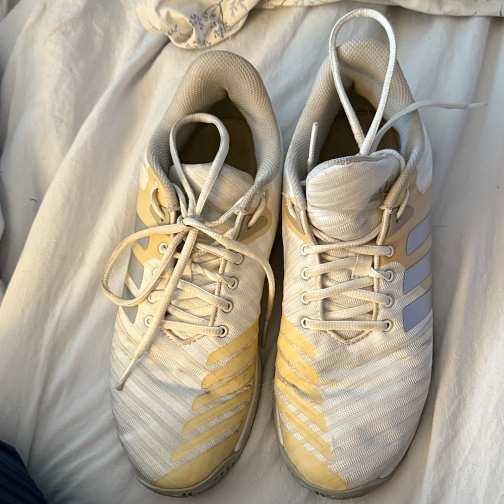 Adidas White and Yellow Athletic Shoes